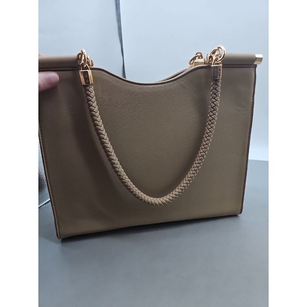 BEBE Los‎ Ángeles Aliah Stud Shopper Leather Purse Beige New With Tag - Picture 4 of 6